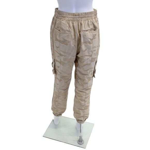 Blanc Noir Womens Camouflage Print Drawstring Cargo Joggers Beige Size M - Picture 3 of 6